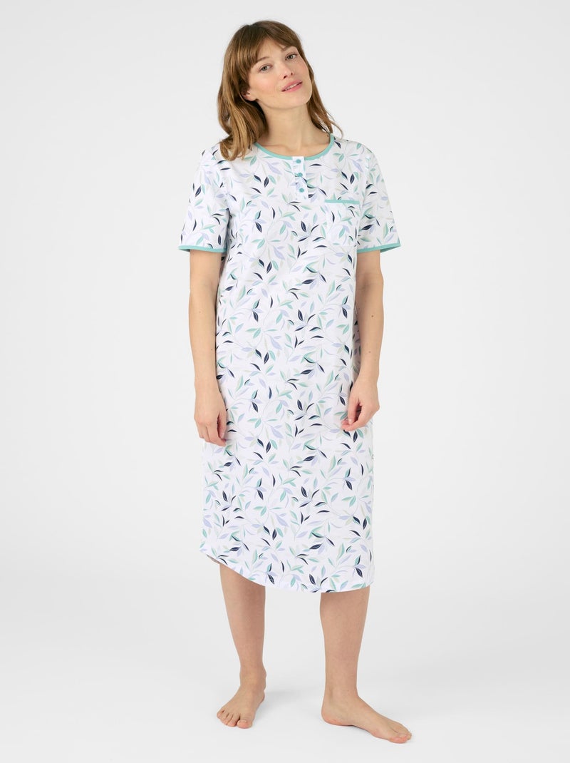 Lot de 2 chemises de nuit jersey pur coton peigné - Damart Bleu - Kiabi