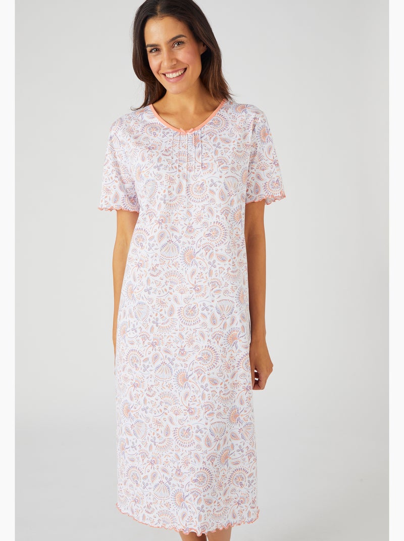 Lot de 2 chemises de nuit jersey pur coton peigné - Damart Bleu - Kiabi