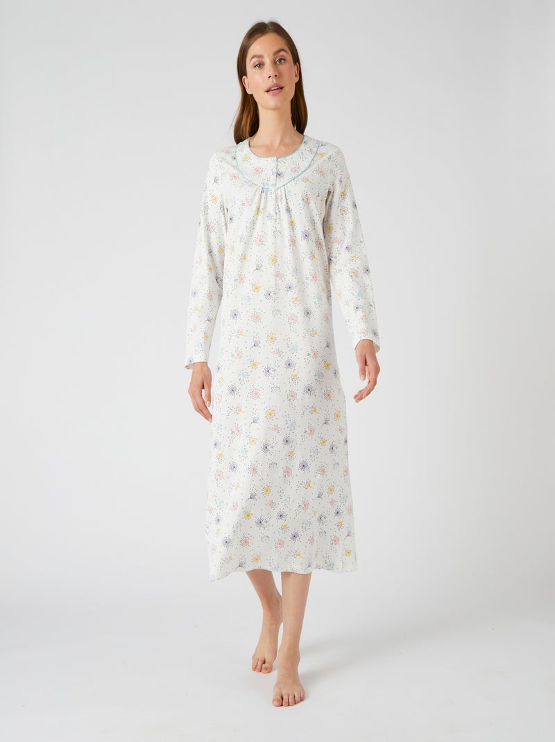 Lot de 2 chemises de nuit jersey pur coton peigné - Damart Bleu - Kiabi