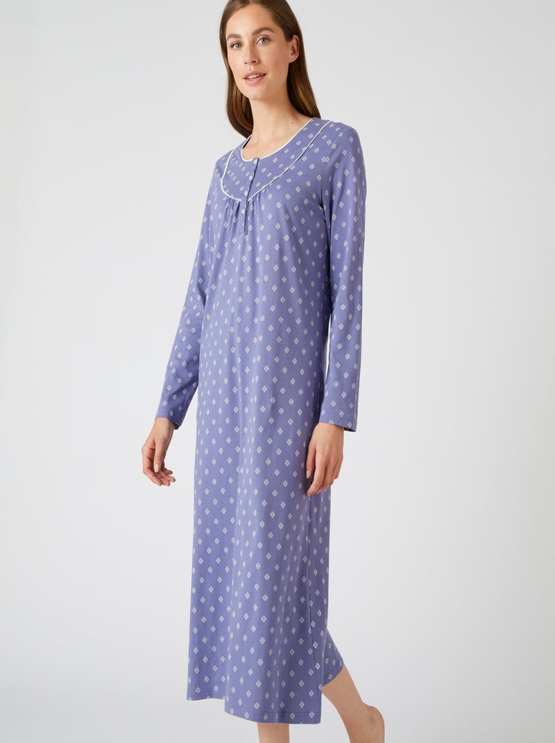 Lot de 2 chemises de nuit jersey pur coton peigné - Damart Bleu - Kiabi