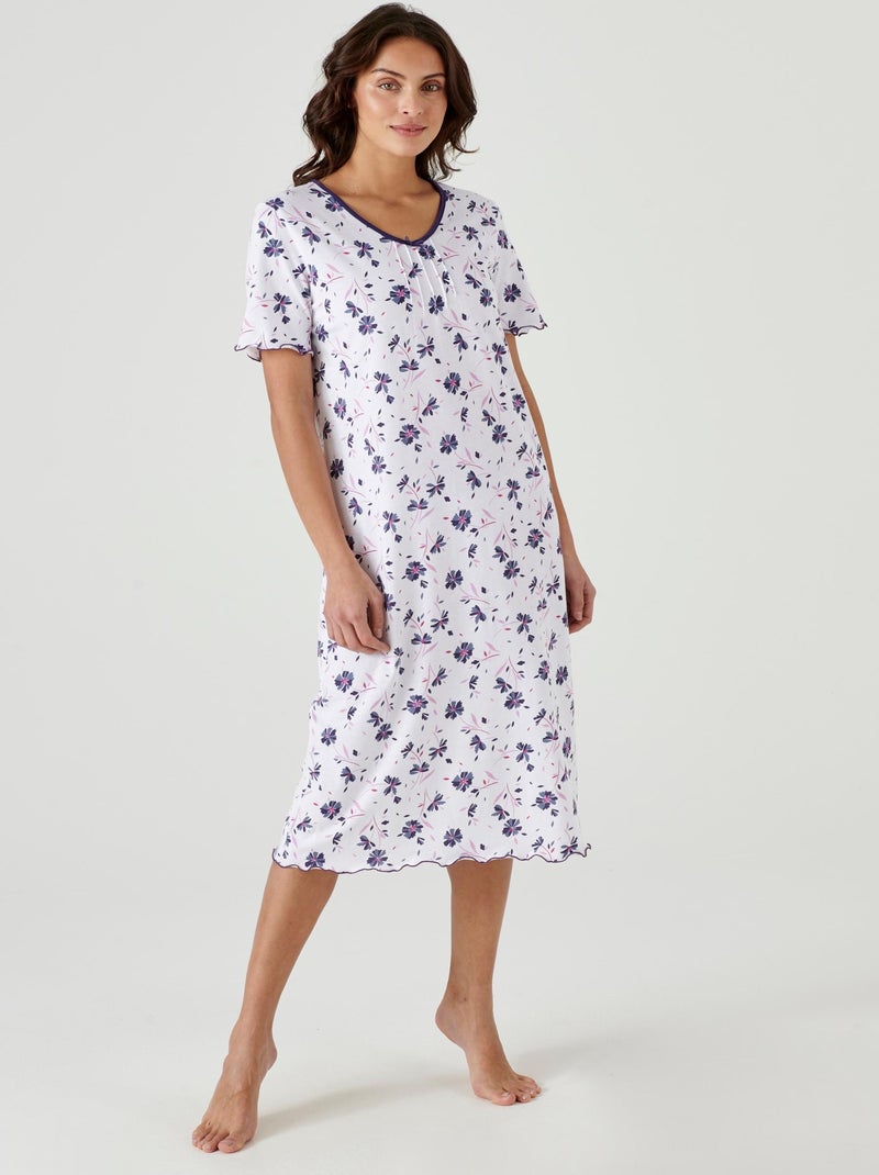 Lot de 2 chemises de nuit jersey pur coton peigné - Damart Bleu gris - Kiabi