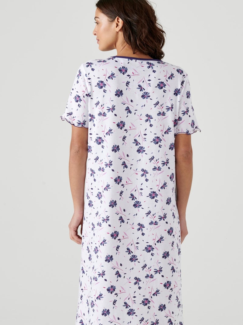 Lot de 2 chemises de nuit jersey pur coton peigné - Damart Bleu gris - Kiabi