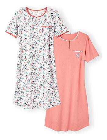 Lot de 2 chemises de nuit jersey pur coton peigné - Damart
