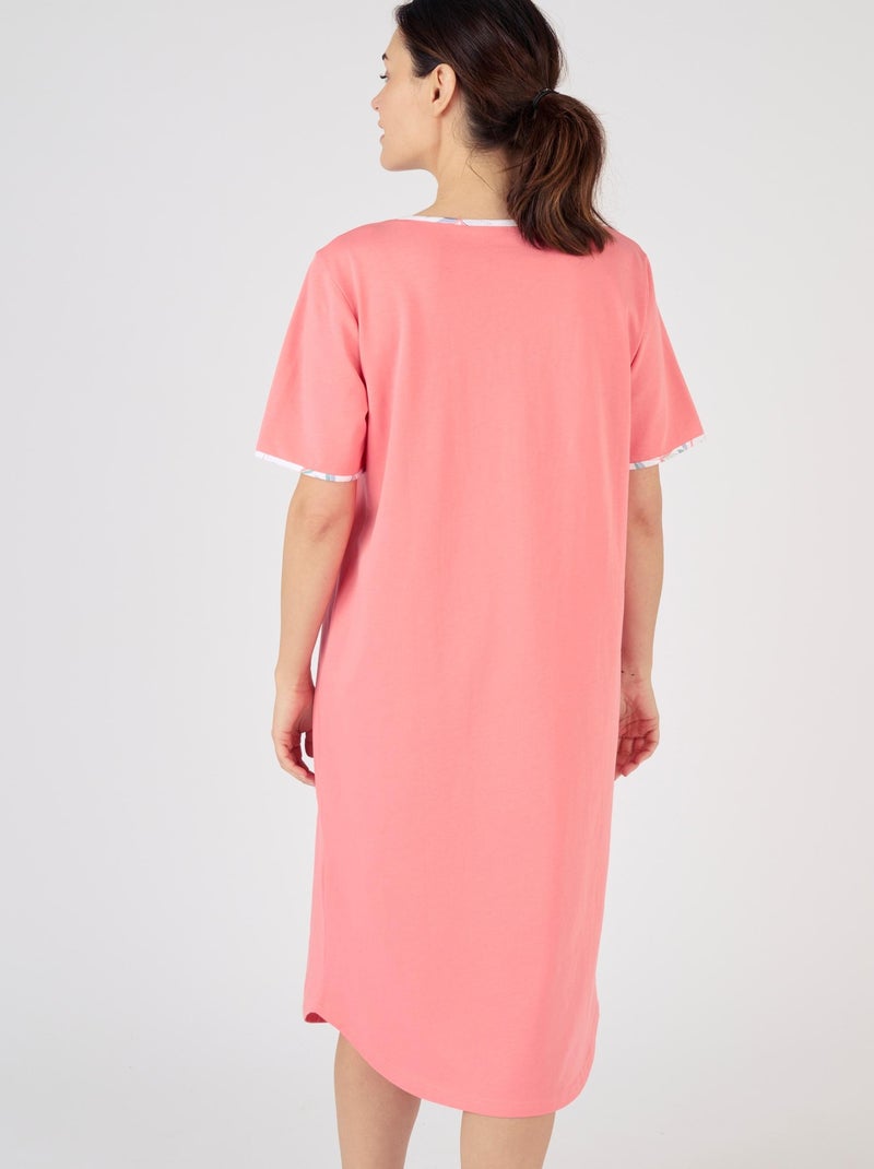 Lot de 2 chemises de nuit jersey pur coton peigné - Damart Rose - Kiabi