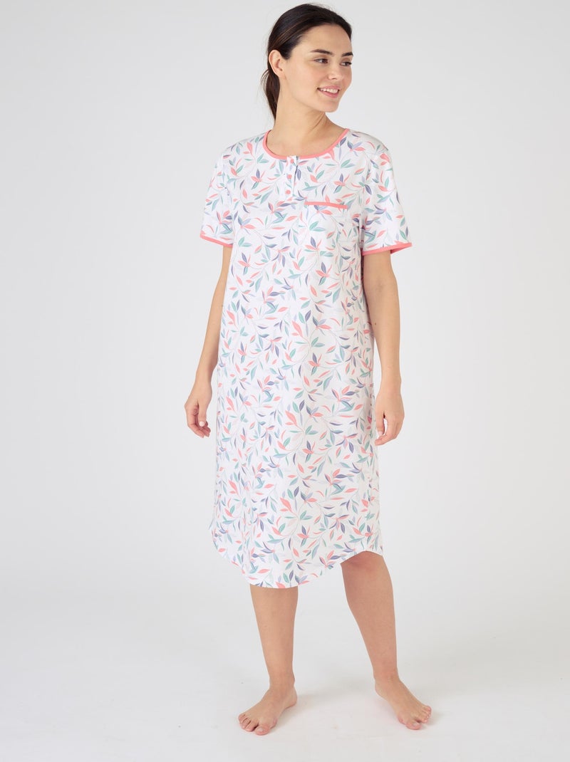 Lot de 2 chemises de nuit jersey pur coton peigné - Damart Rose - Kiabi
