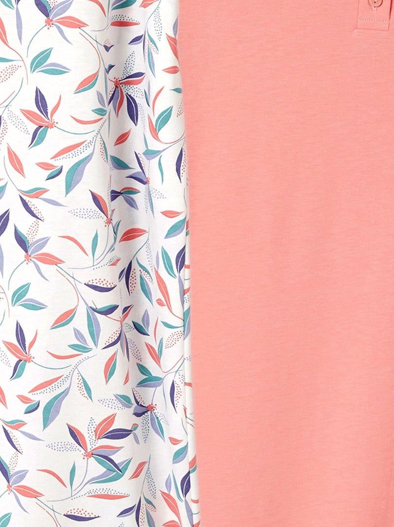 Lot de 2 chemises de nuit jersey pur coton peigné - Damart Rose - Kiabi