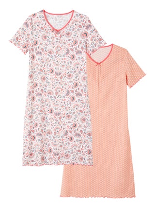 Lot de 2 chemises de nuit jersey pur coton peigné - Damart
