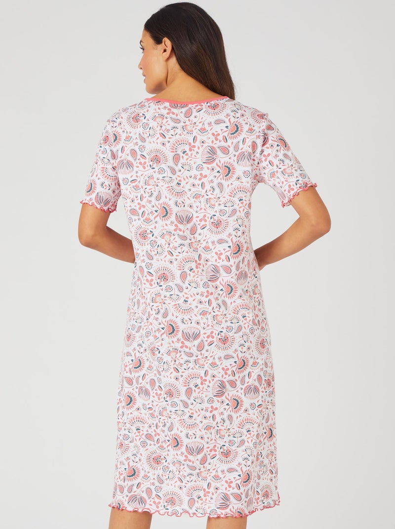 Lot de 2 chemises de nuit jersey pur coton peigné - Damart Rose - Kiabi