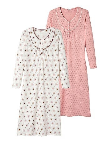 Lot de 2 chemises de nuit jersey pur coton peigné - Damart