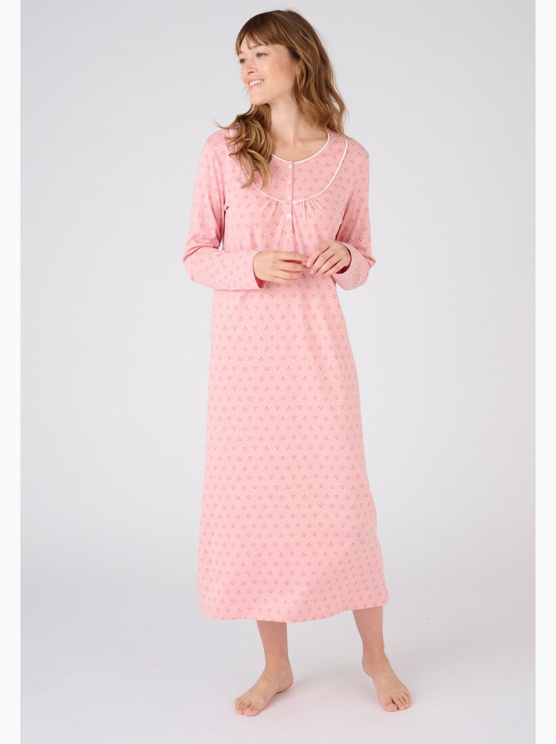 Lot de 2 chemises de nuit jersey pur coton peigné - Damart Rose - Kiabi