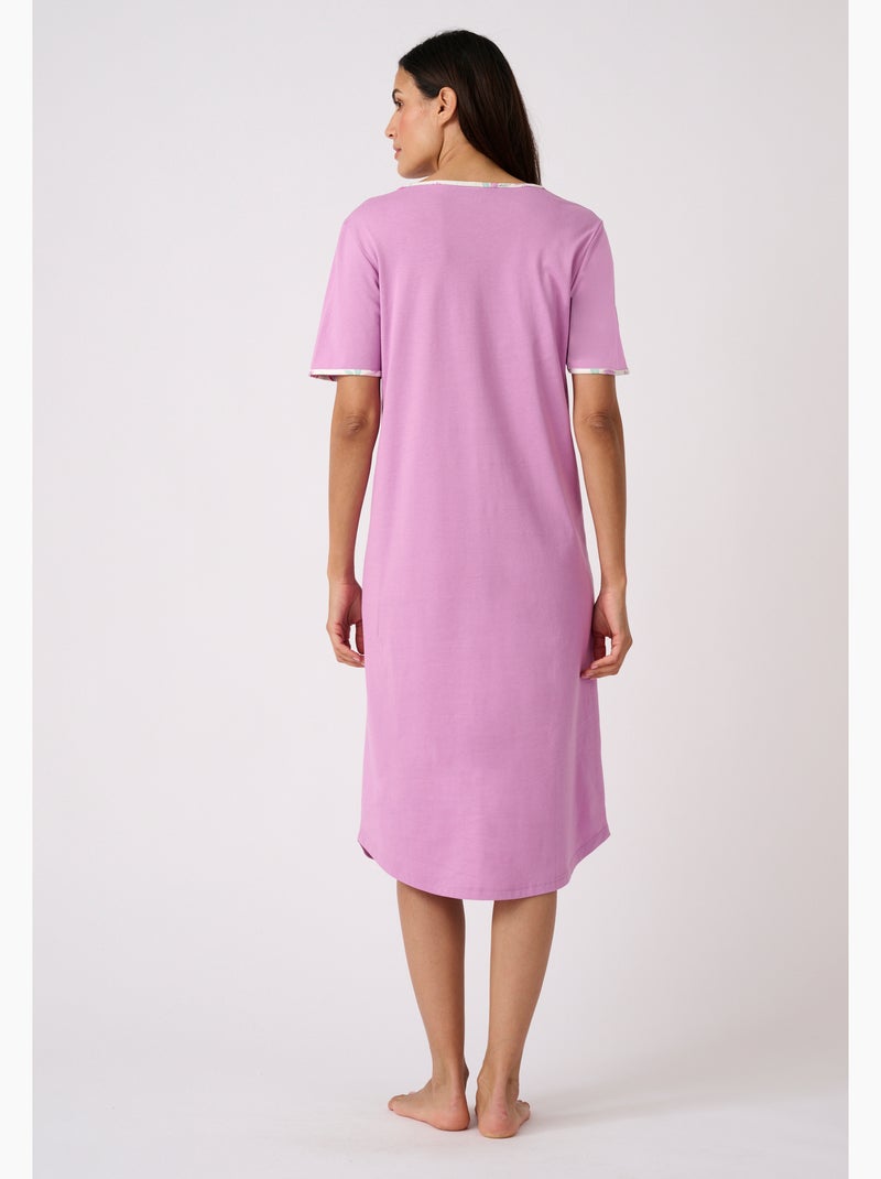Lot de 2 chemises de nuit jersey pur coton peigné - Damart Violet clair - Kiabi