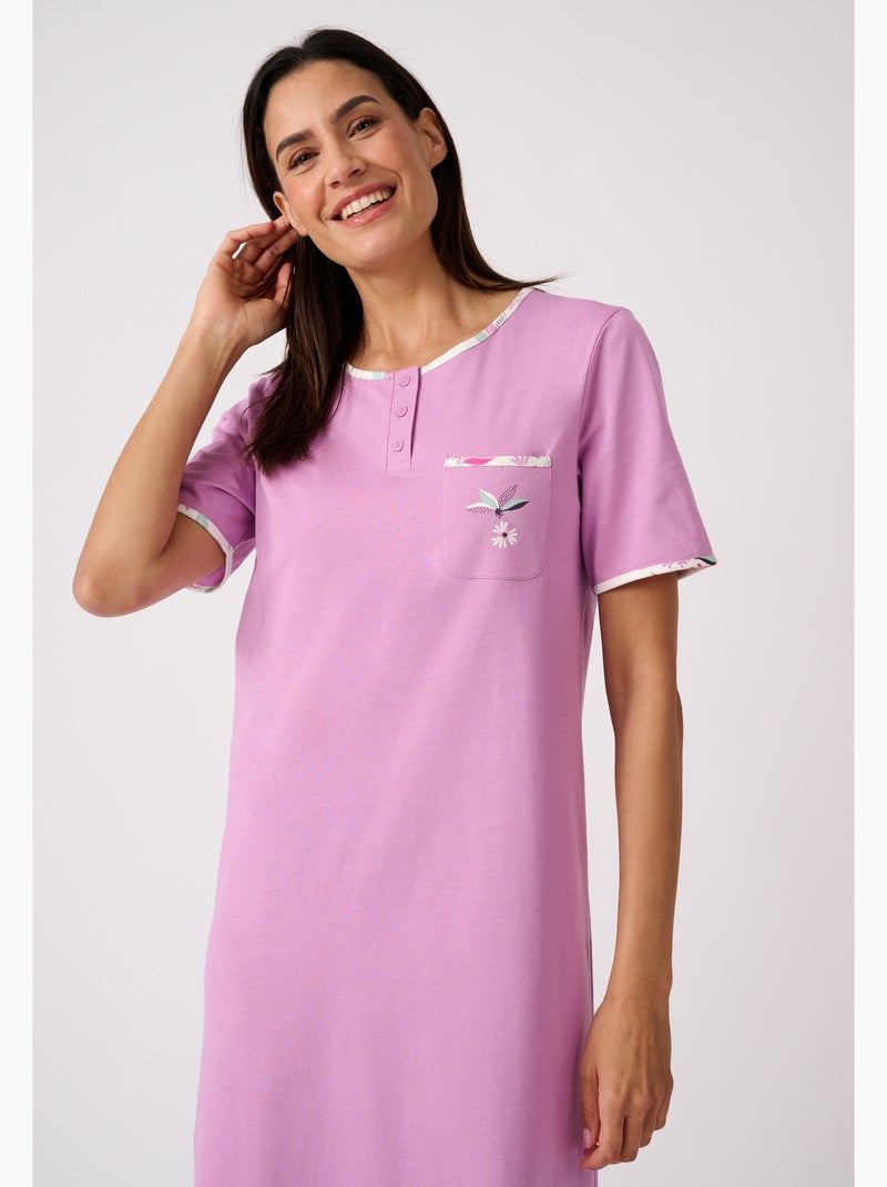 Lot de 2 chemises de nuit jersey pur coton peigné - Damart Violet clair - Kiabi