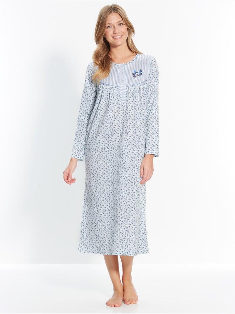 Lot de 2 chemises de nuit manches longue - DAXON Bleu Multicolore - Kiabi