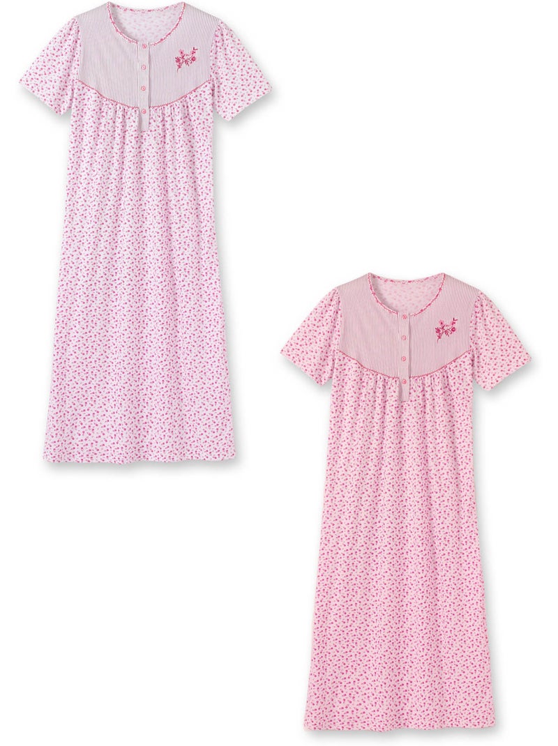 Lot de 2 chemises de nuit manches longue - DAXON Rose/Multicolore - Kiabi