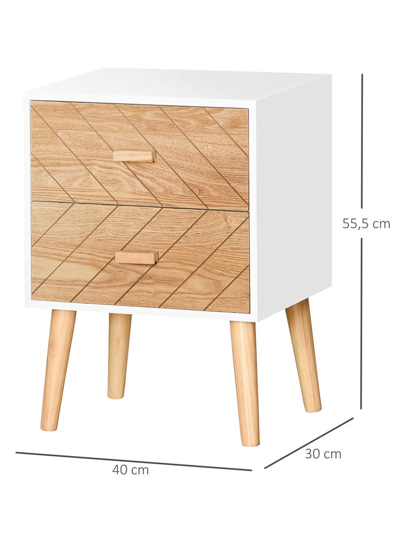 Lot de 2 chevets design scandinave bicolore blanc hêtre Blanc Blanc - Kiabi