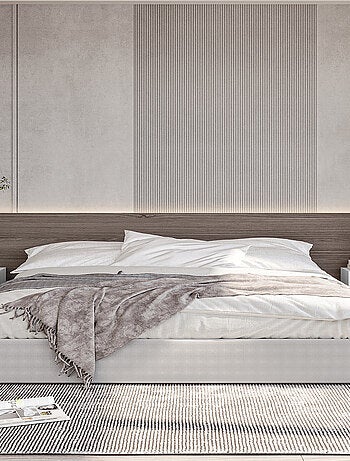 Lot de 2 chevets murales - tiroir, niche, plateau