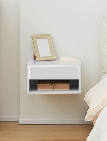 Lot de 2 chevets murales - tiroir, niche, plateau