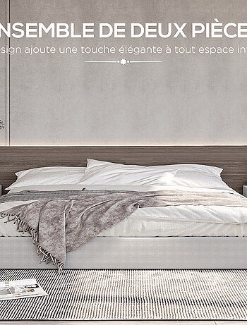 Lot de 2 chevets murales - tiroir, niche, plateau