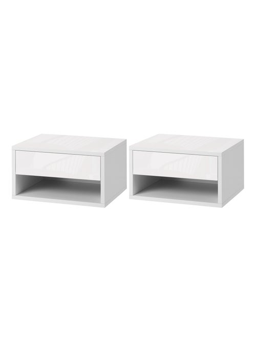 Lot de 2 chevets murales - tiroir, niche, plateau - Kiabi