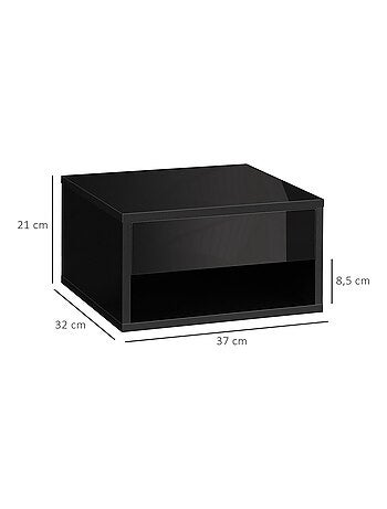 Lot de 2 chevets murales - tiroir, niche, plateau