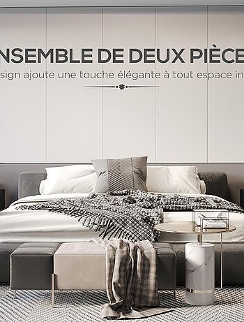 Lot de 2 chevets murales - tiroir, niche, plateau