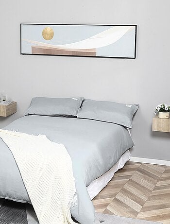 Lot de 2 chevets muraux - tiroir coulissant, plateau - aspect bois