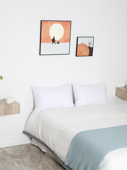 Lot de 2 chevets muraux - tiroir coulissant, plateau - aspect bois - Kiabi