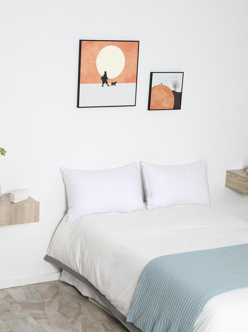 Lot de 2 chevets muraux - tiroir coulissant, plateau - aspect bois Beige - Kiabi