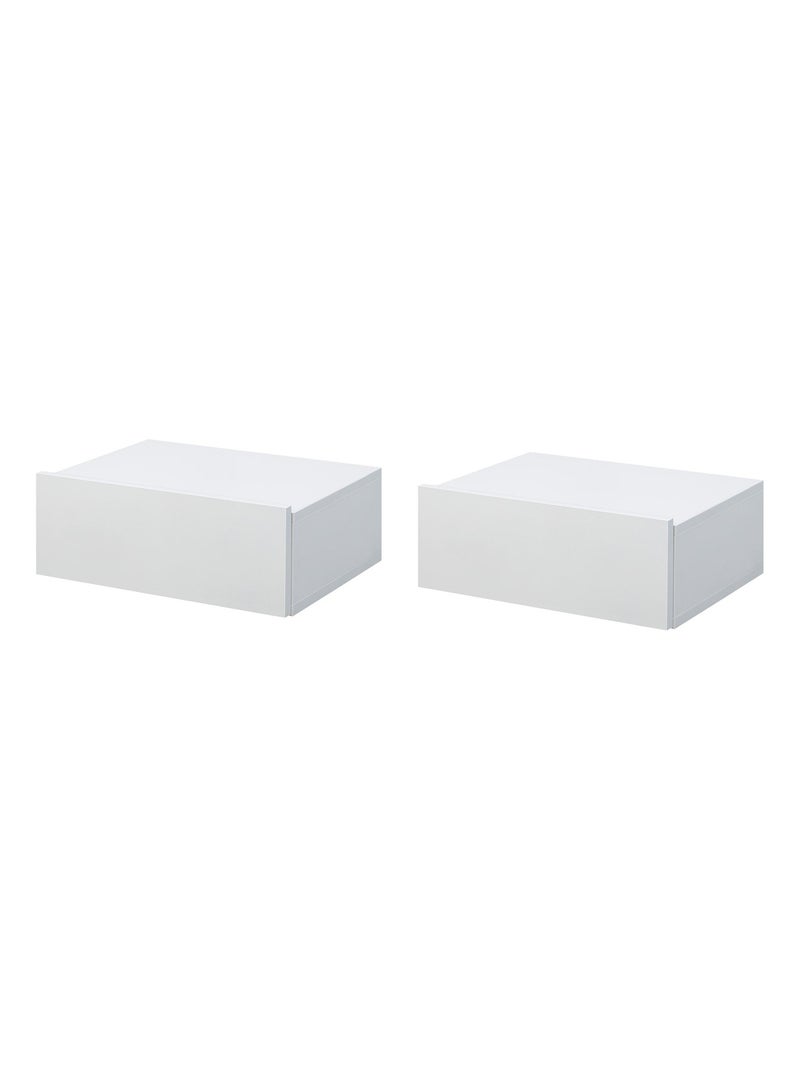 Lot de 2 chevets muraux - tiroir coulissant, plateau - aspect bois Blanc Blanc - Kiabi