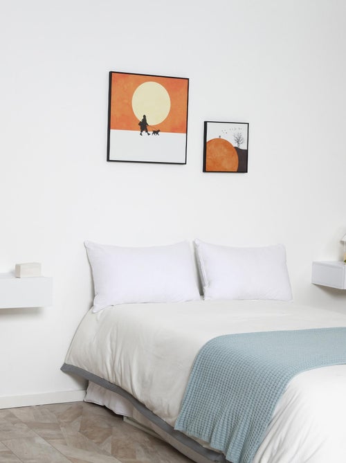 Lot de 2 chevets muraux - tiroir coulissant, plateau - aspect bois - Kiabi