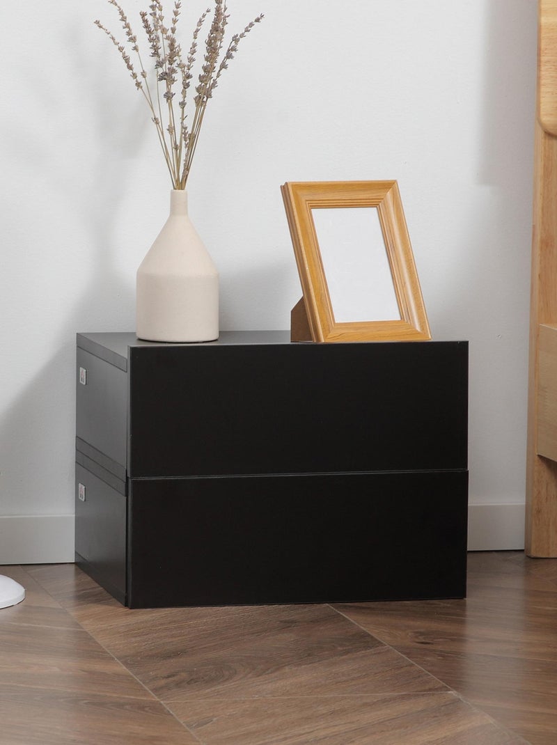 Lot de 2 chevets muraux - tiroir coulissant, plateau - aspect bois Noir - Kiabi