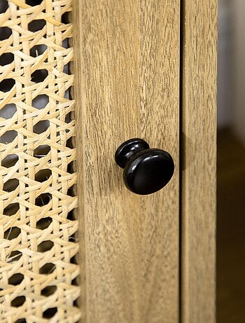 Lot de 2 chevets style bohème - placard, niche - aspect bois manguier rotin