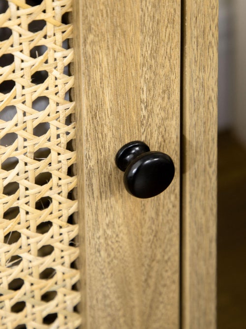 Lot de 2 chevets style bohème - placard, niche - aspect bois manguier rotin - Kiabi