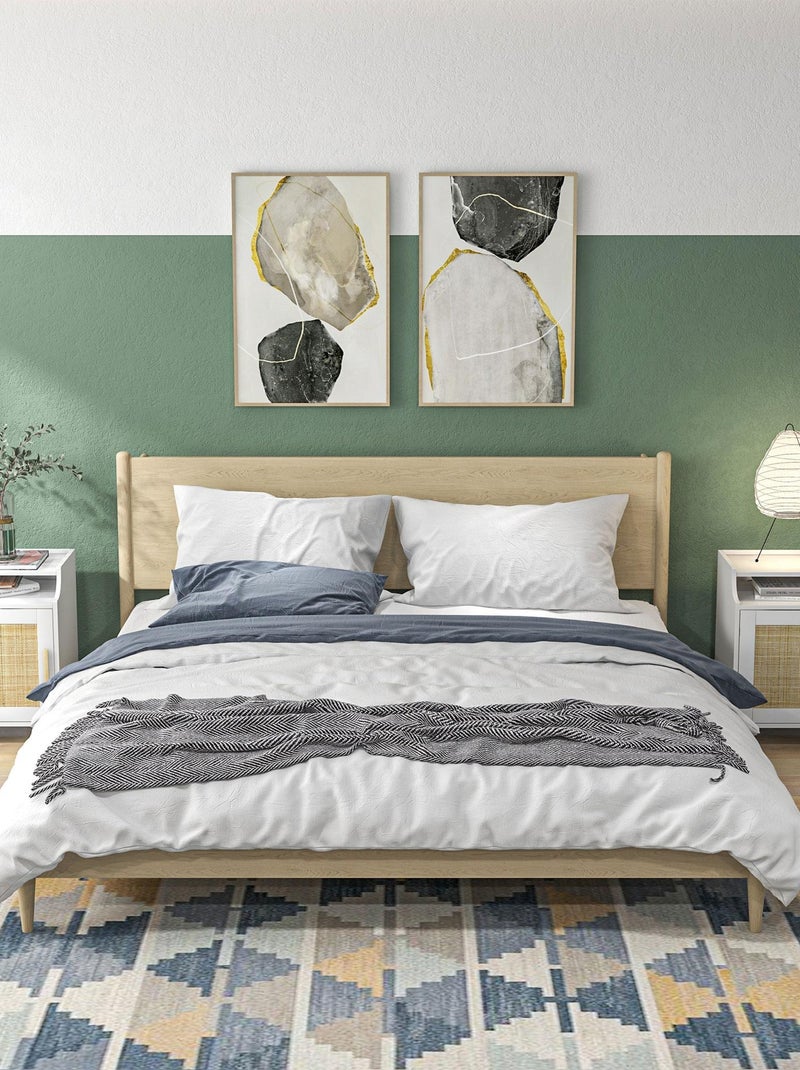 Lot de 2 chevets style bohème chic cannage rotin blanc Blanc Blanc - Kiabi