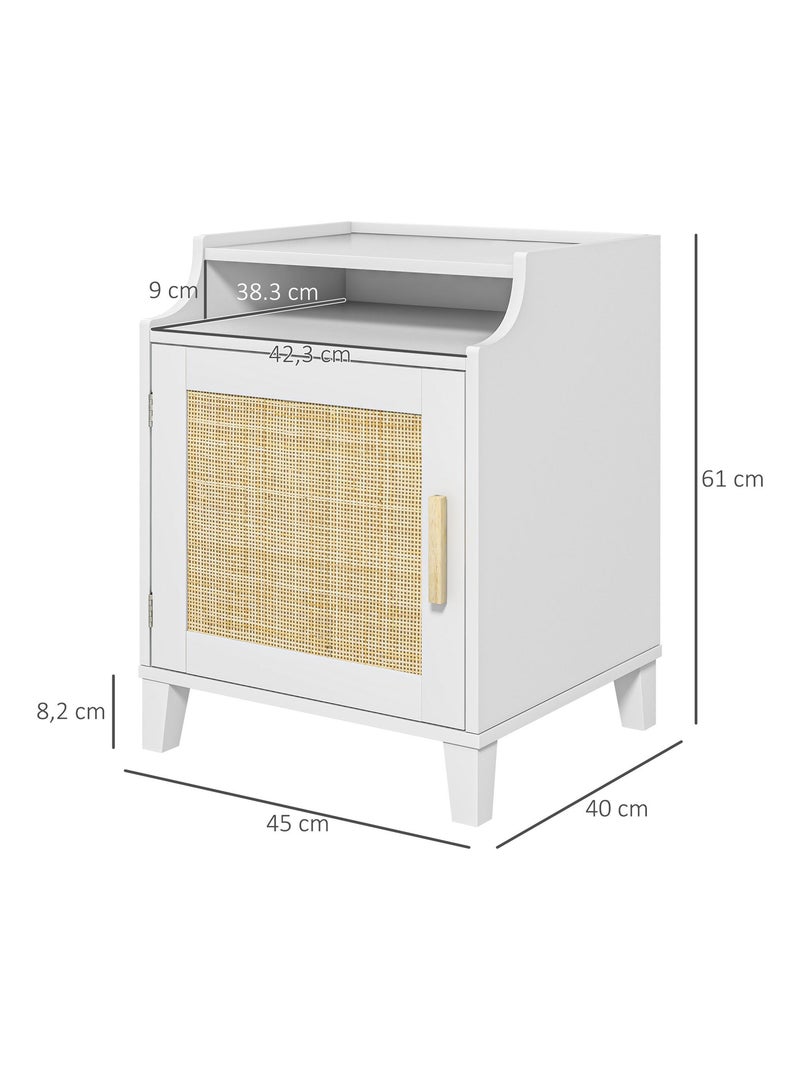 Lot de 2 chevets style bohème chic cannage rotin blanc Blanc Blanc - Kiabi