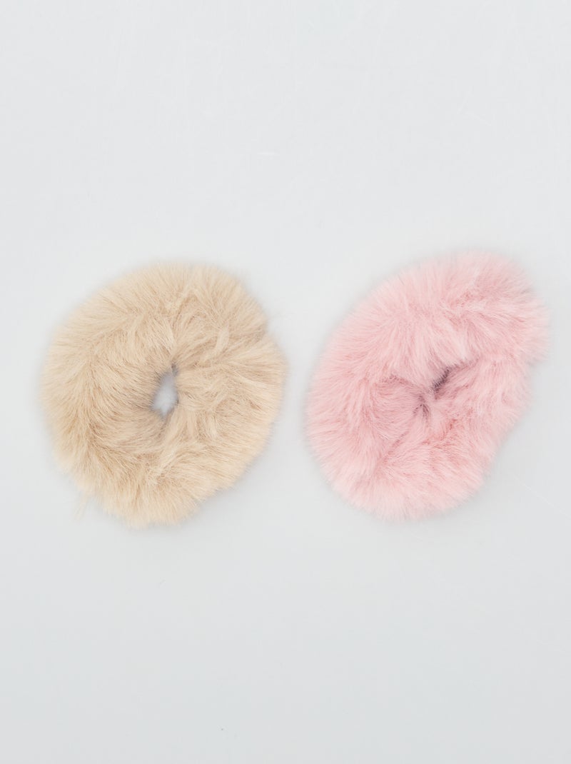 Lot de 2 chouchous en fausse fourrure rose/beige - Kiabi
