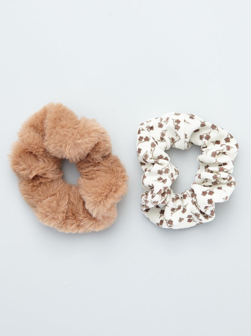 Lot de 2 chouchous fourrure Marron/beige - Kiabi