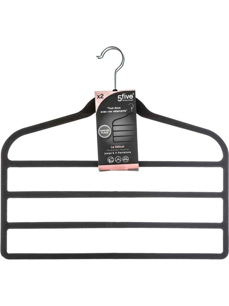 Lot de 2 cintres pour pantalon en feutrine hang' pant Noir - Kiabi