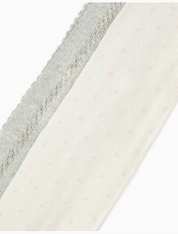 Lot de 2 collants à pois/maille torsadée