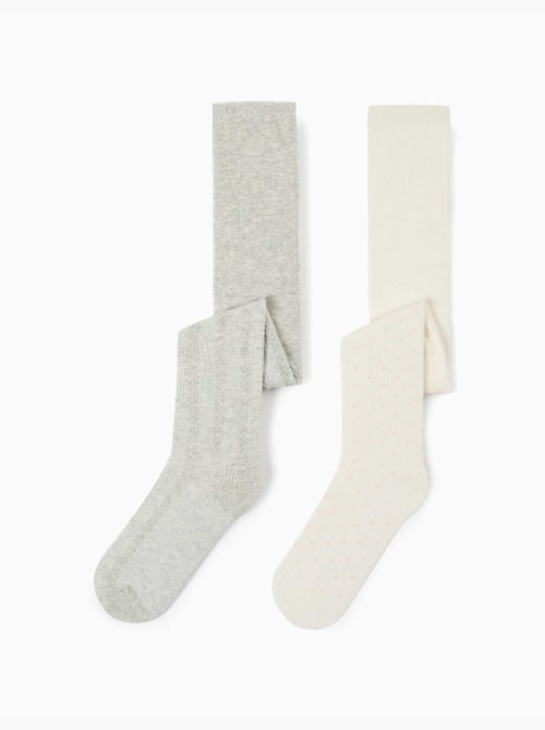 Lot de 2 collants à pois/maille torsadée - Kiabi