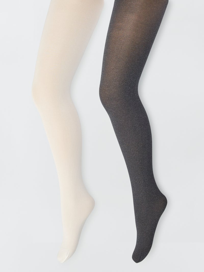 Lot de 2 collants Blanc/gris - Kiabi