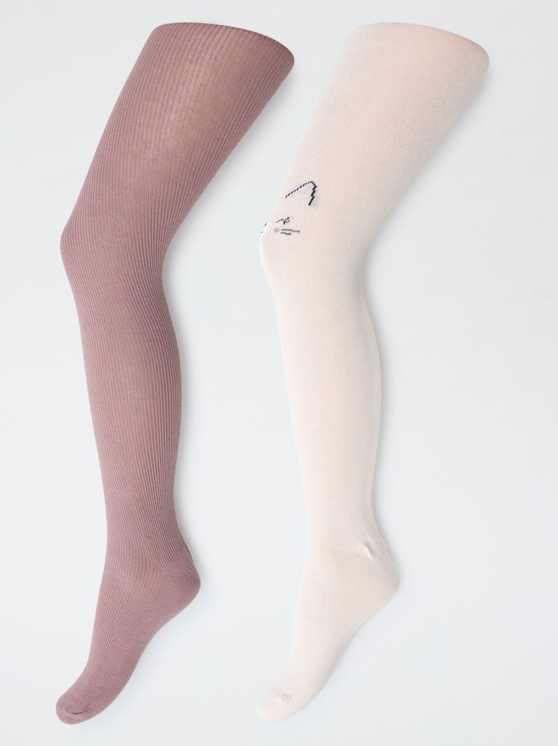 Lot de 2 collants 'chat' Violet - Kiabi