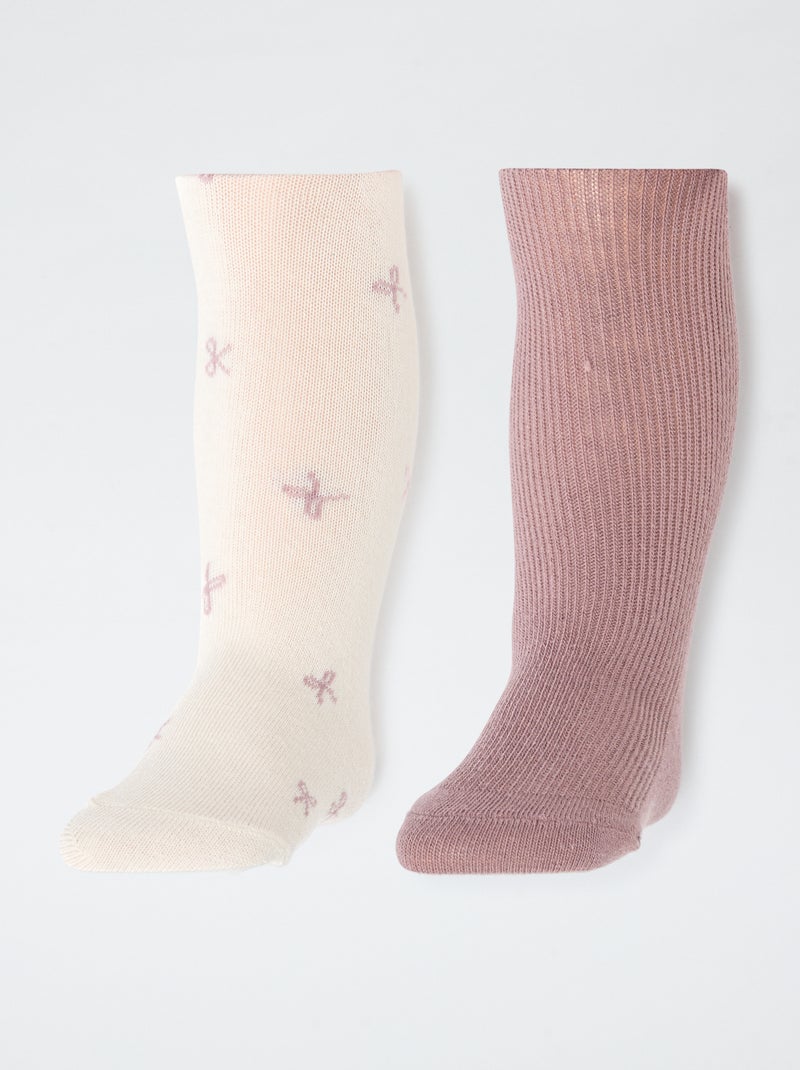 Lot de 2 collants chaud jersey Rose - Kiabi