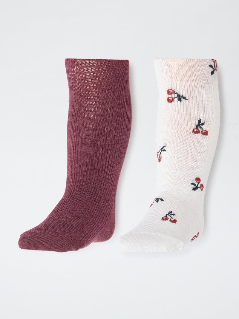 Lot de 2 collants chaud jersey Rouge - Kiabi