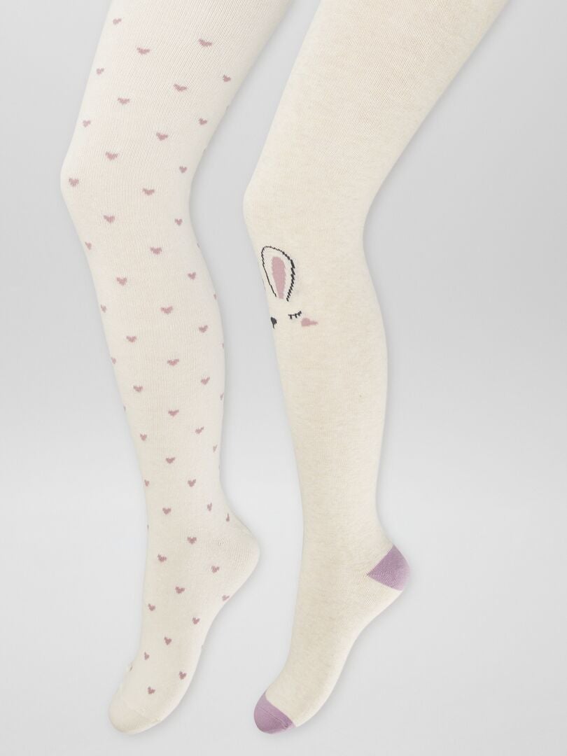 Lot de 2 collants chauds  'animaux' Beige - Kiabi