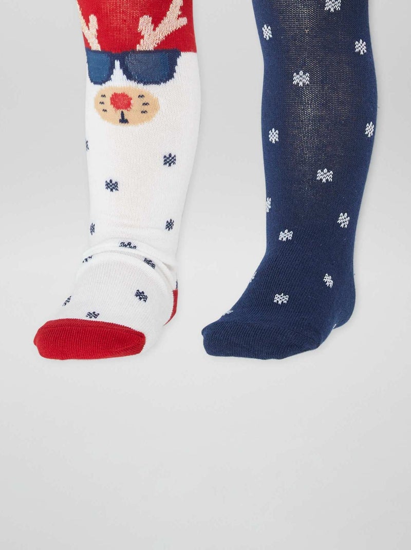 Lot de 2 collants chauds Bleu Noël - Kiabi