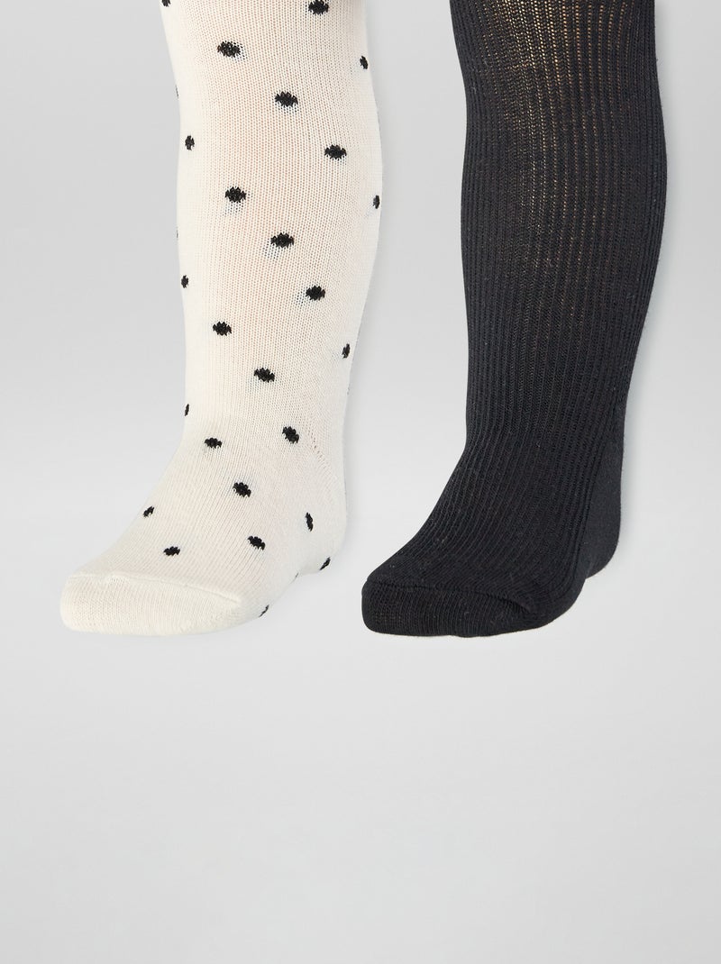 Lot de 2 collants chauds Noir/blanc - Kiabi