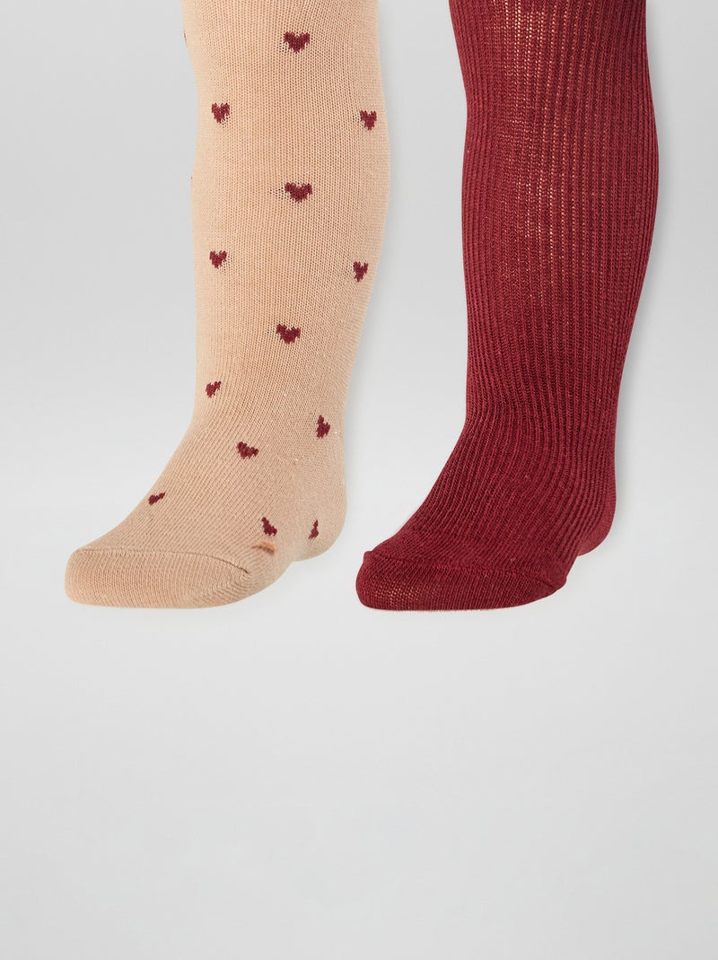 Lot de 2 collants chauds Rouge - Kiabi