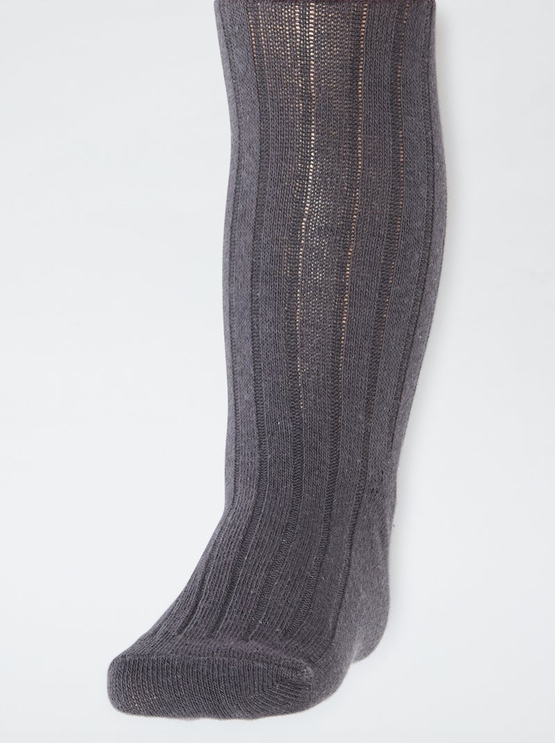 Lot de 2 collants côtelés chauds Gris - Kiabi