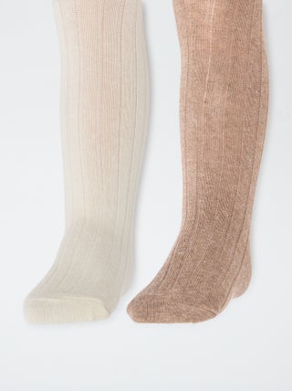 Lot de 2 collants côtelés chauds